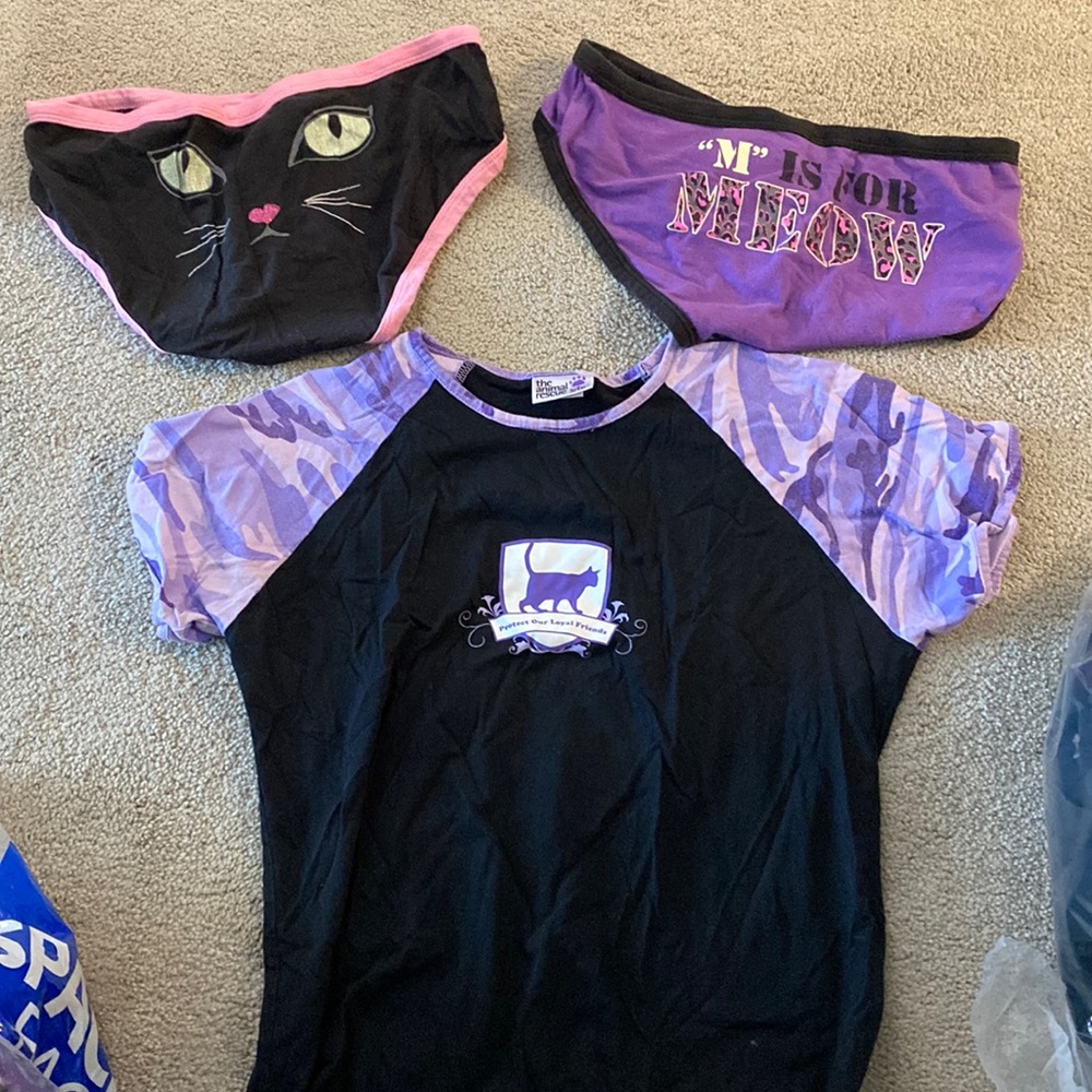 The animal rescue site purple camo womens shirt + 2 cat underwear